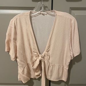 LA Hearts Tie-Front Light Pink Top